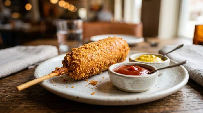 Corn Dog Croccante Dorato Elegante