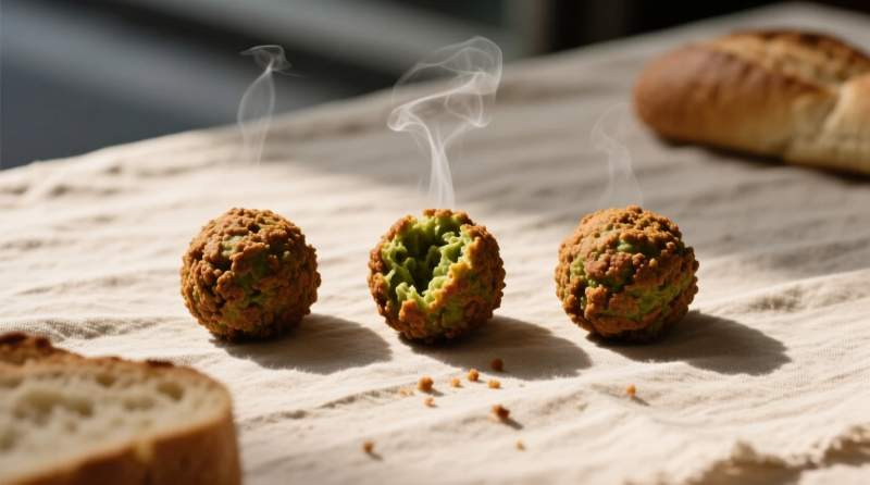 Falafel riletto come scelta etica e vegetale in contesto contemporaneo minimale