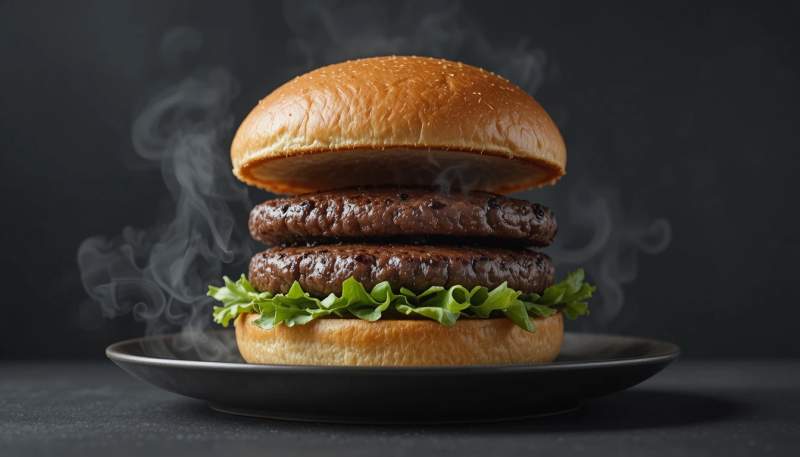 Hamburger Ridotto Ai Suoi Elementi Essenziali Pane Carne E Calore Diretto