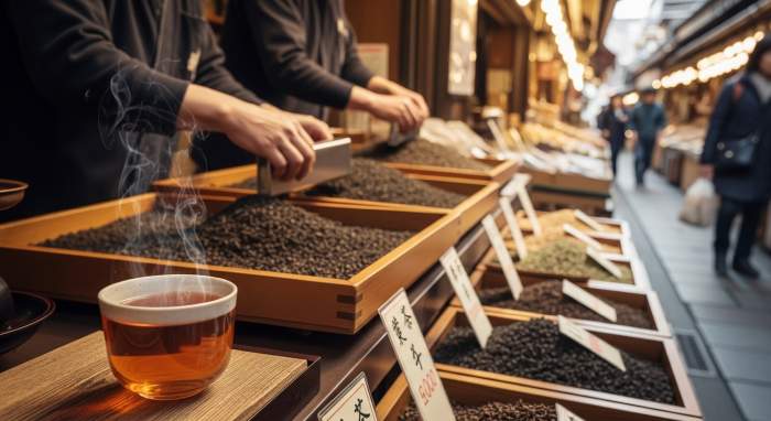 Hojicha Kyoto Nishiki Market Diffusione Commercio Quotidiano