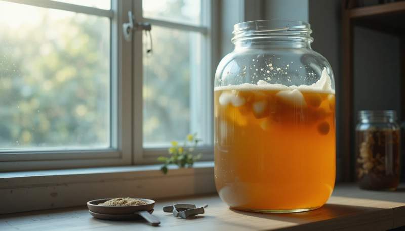 Kombucha In Fermentazione Osservata Con Calma Dove Il Tempo Diventa Ingrediente