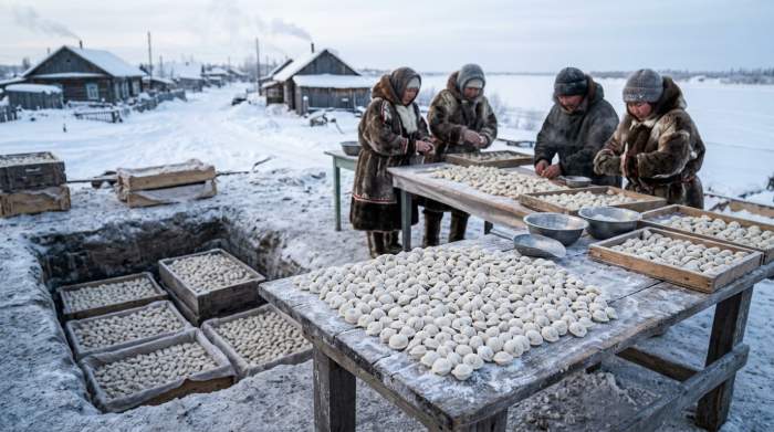 Pelmeni permafrost siberia fiume pur conservazione estremo freddo produzione collettiva