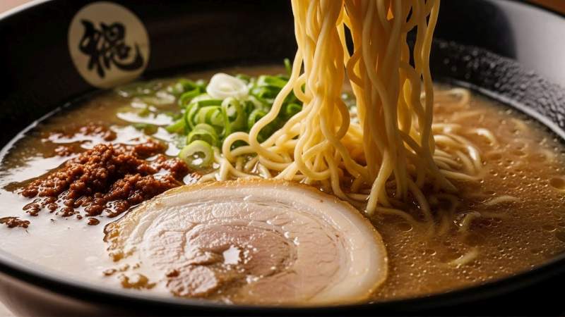 Ramen Con Brodo Complesso Di Ossa Tare E Grassi Aromatici Con Tagliatelle Di Grano Elastiche