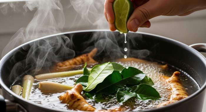 Tom yum precisione rituale sequenza ingredienti